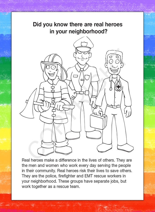 ZOCO - My Heroes - Police, Firefighter, EMS - Coloring & Activity Books (25 Bulk Pack, Without Crayons) - Community Outreach Handout for Kids - Image 3